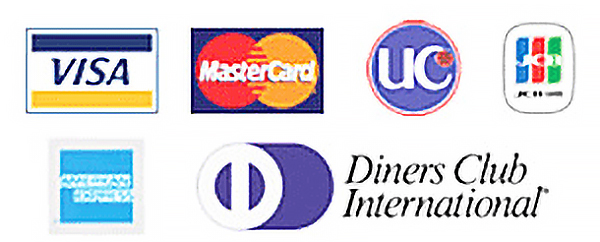 VISA／MasterCard／UC／JCB／AMERICANEXPRESS／DinersClub クレジットカード